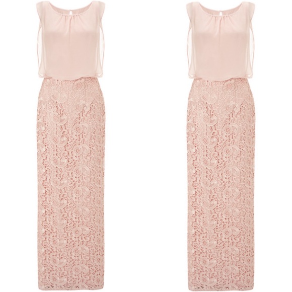 Aidan Mattox Lace blouson sleeveless Overlay chiffon long gown - Picture 5 of 14